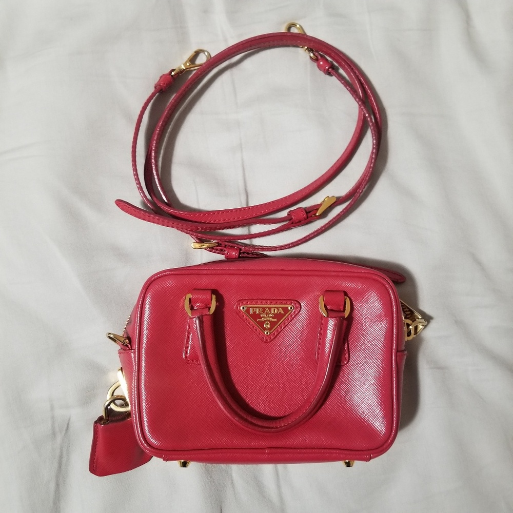 PRADA saffiano mini lux crossbody bag
